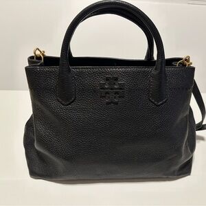 Tory Burch Black Pebbled Leather Satchel